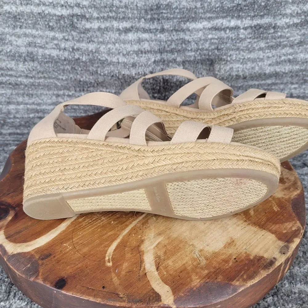 Lauren Ralph Lauren‎ Kelcie Espadrille Sandals Womens 11 Beige Canvas Open Toe
